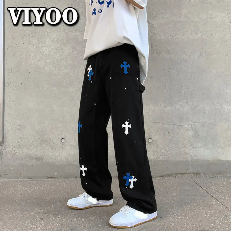 Printed Denim Design Pants