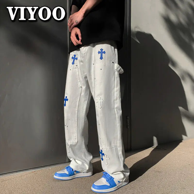 Printed Denim Design Pants