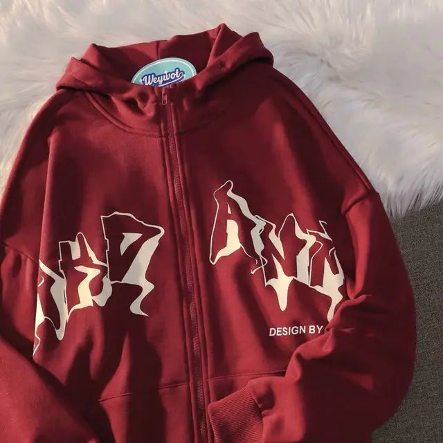 Graphic Zip Up Hoodie