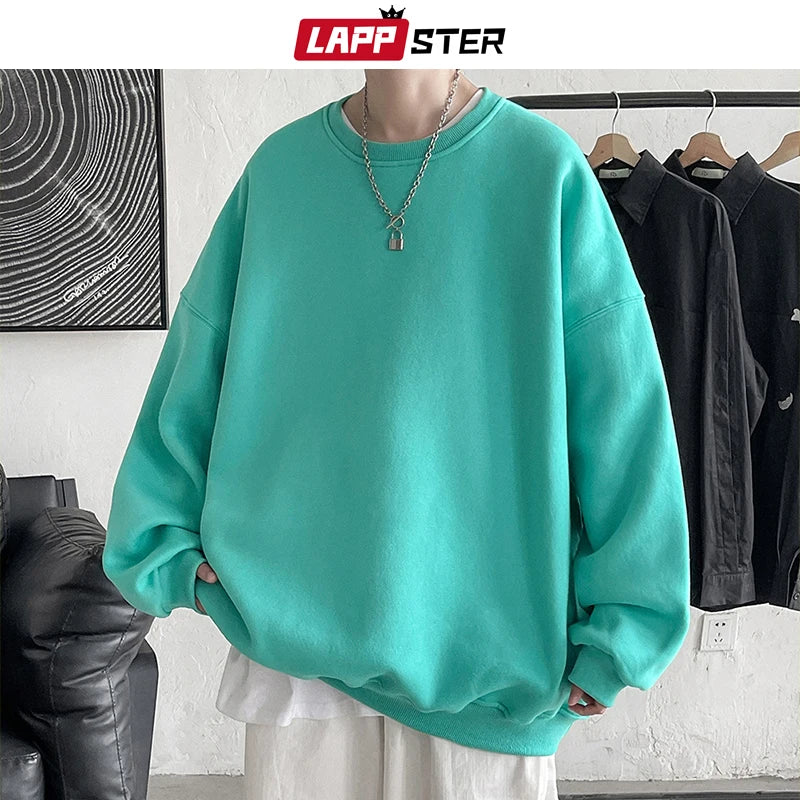 LAPPSTER Men Oversized Colorfuls Solid Hoodies