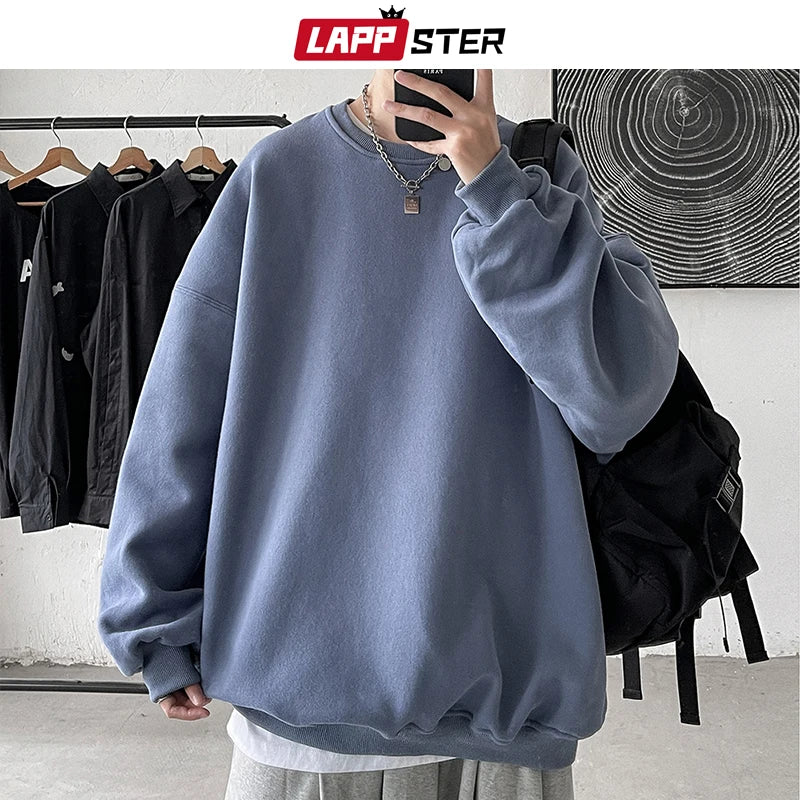 LAPPSTER Men Oversized Colorfuls Solid Hoodies