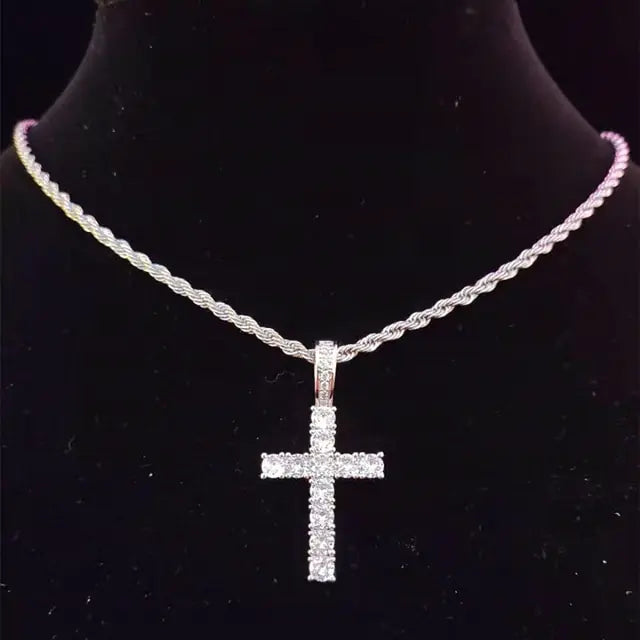 Cross Pendant Tennis Necklace