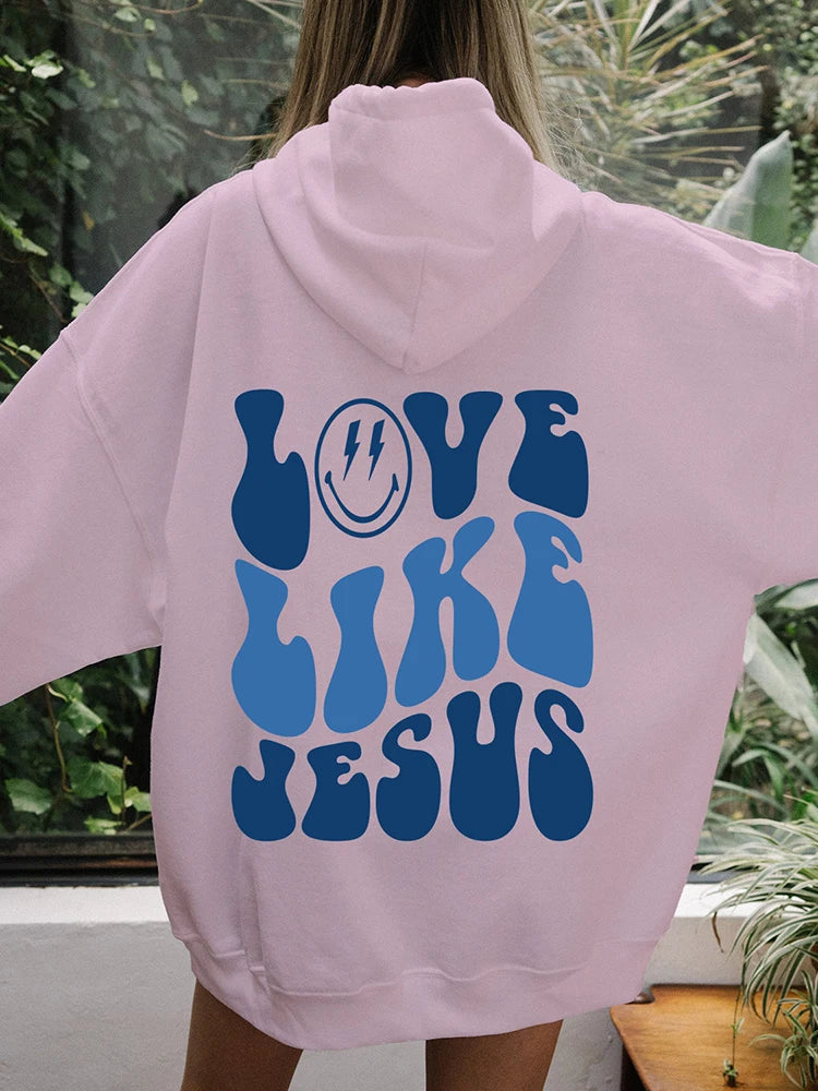 Love Like Jesus Letter Print Hoodie