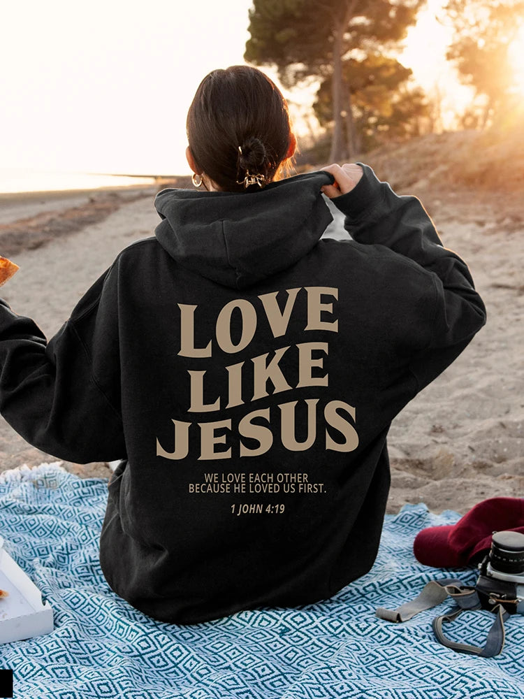 Love Like Jesus Letter Print Hoodie