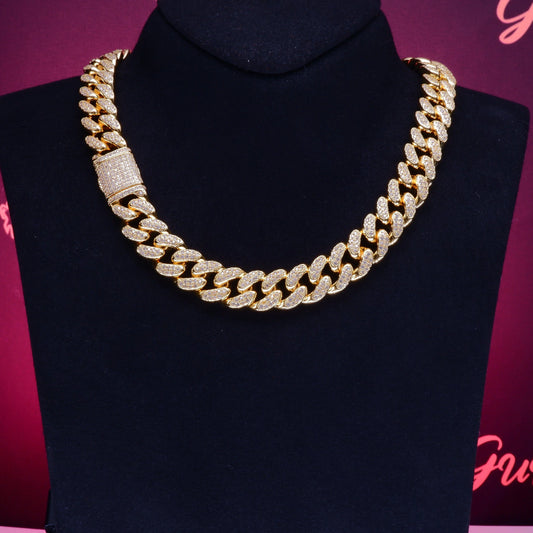 Flip buckle Gold-Plated Iced Cuban Link Chain