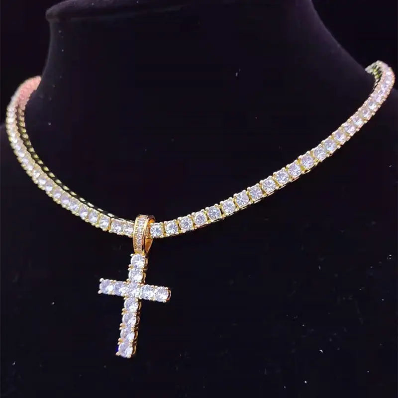 Cross Pendant Tennis Necklace